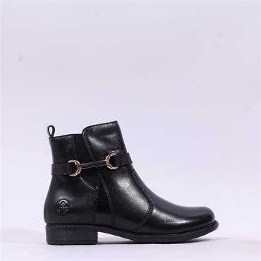 Rieker Low Heel Link Detail Ankle Boot - Black Leather
